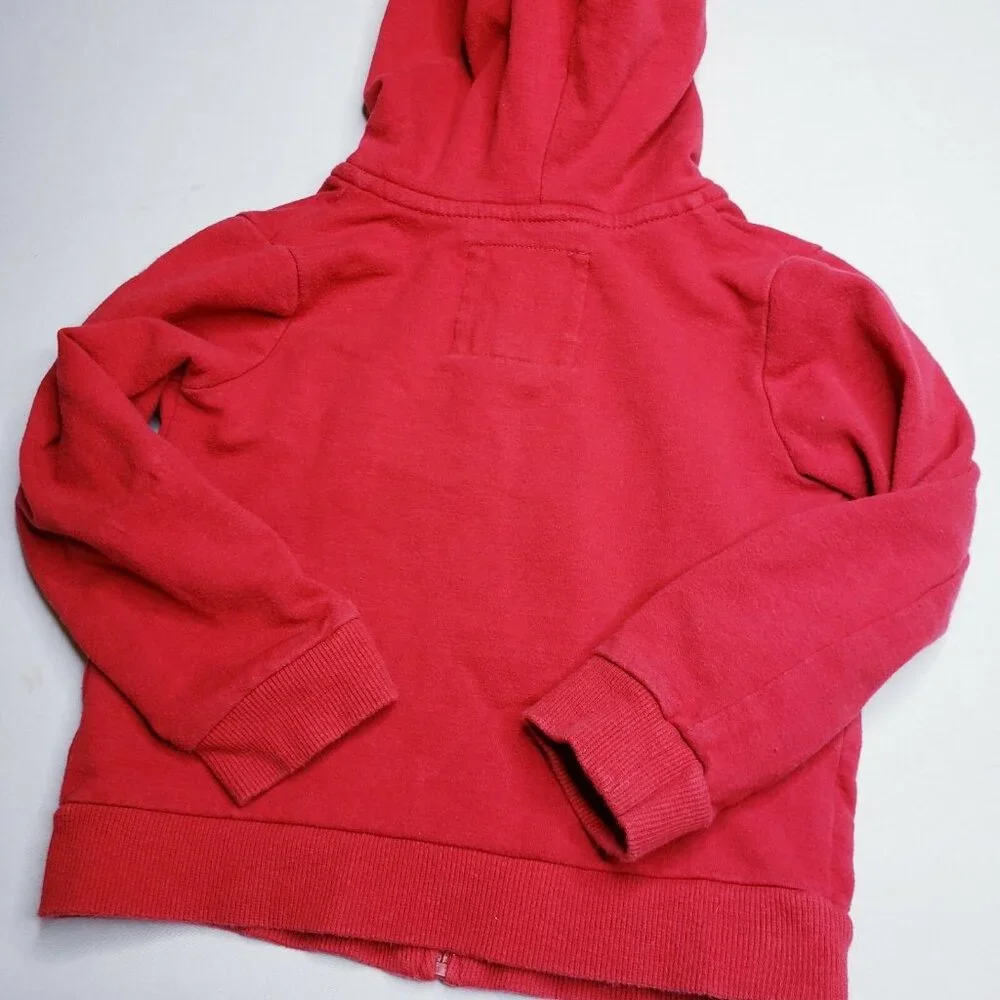 Osh Kosh Bgosh Girls' 2T Zip-up Sweater Hooded Jacket Red w/ Heart Zipper Pull
